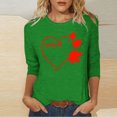 thumbnail image 2 of Levmjia Women's Canada Day Shirt Maple Leaf Heart Graphic Tee 3/4 Sleeve Crew Neck Patriotic Top Anniversary Gift, 2 of 5