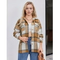 thumbnail image 3 of Zeagoo Flannel Cropped Jacket Wool Blend Shacket Plaid Button Down Shirt Fall Winter Fashion Long Sleeve Coat with Pockets, 3 of 6