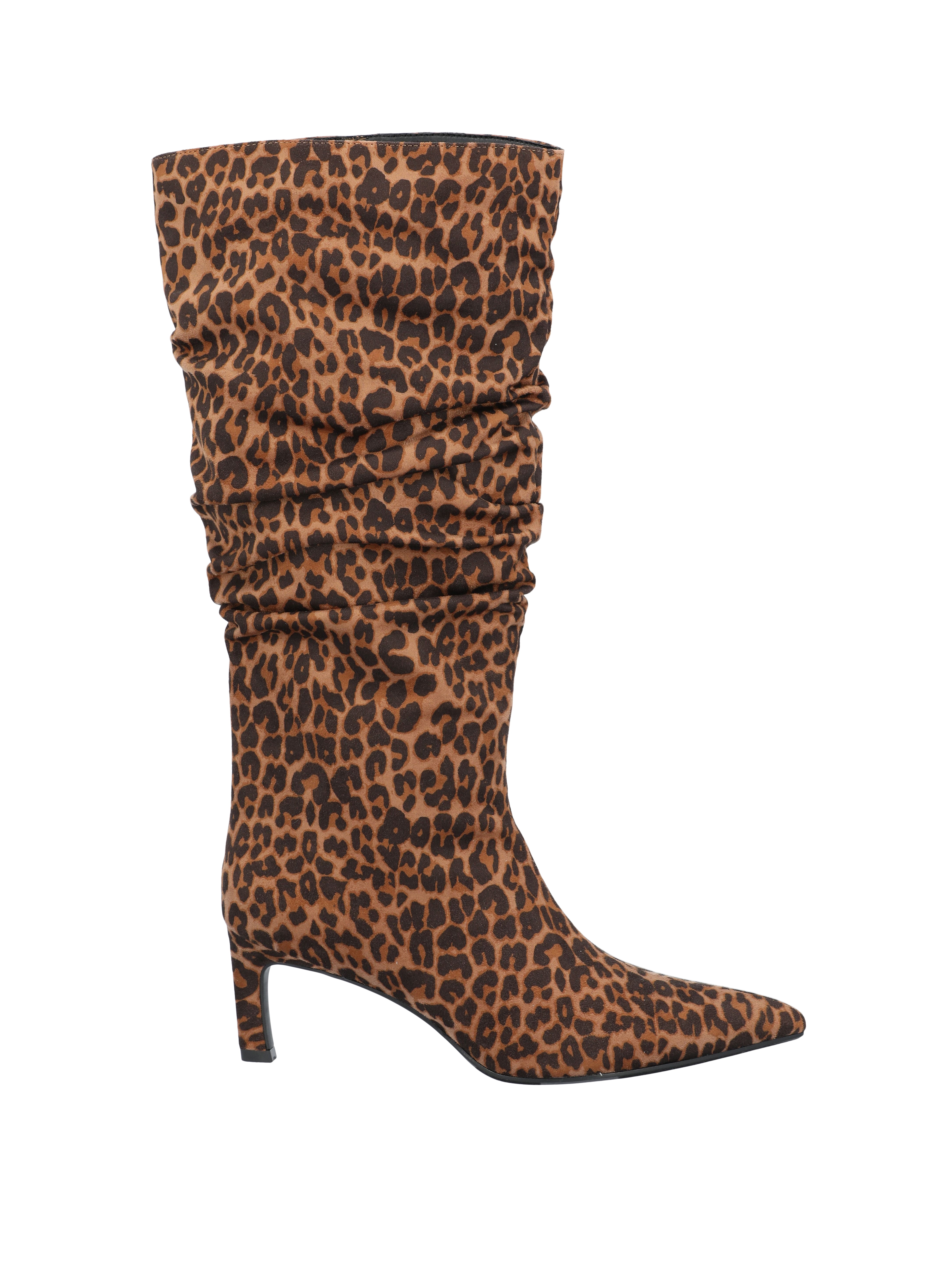 Time and Tru Women's Faux Suede Slouch Boots with Kitten Heels, Wide Width Available