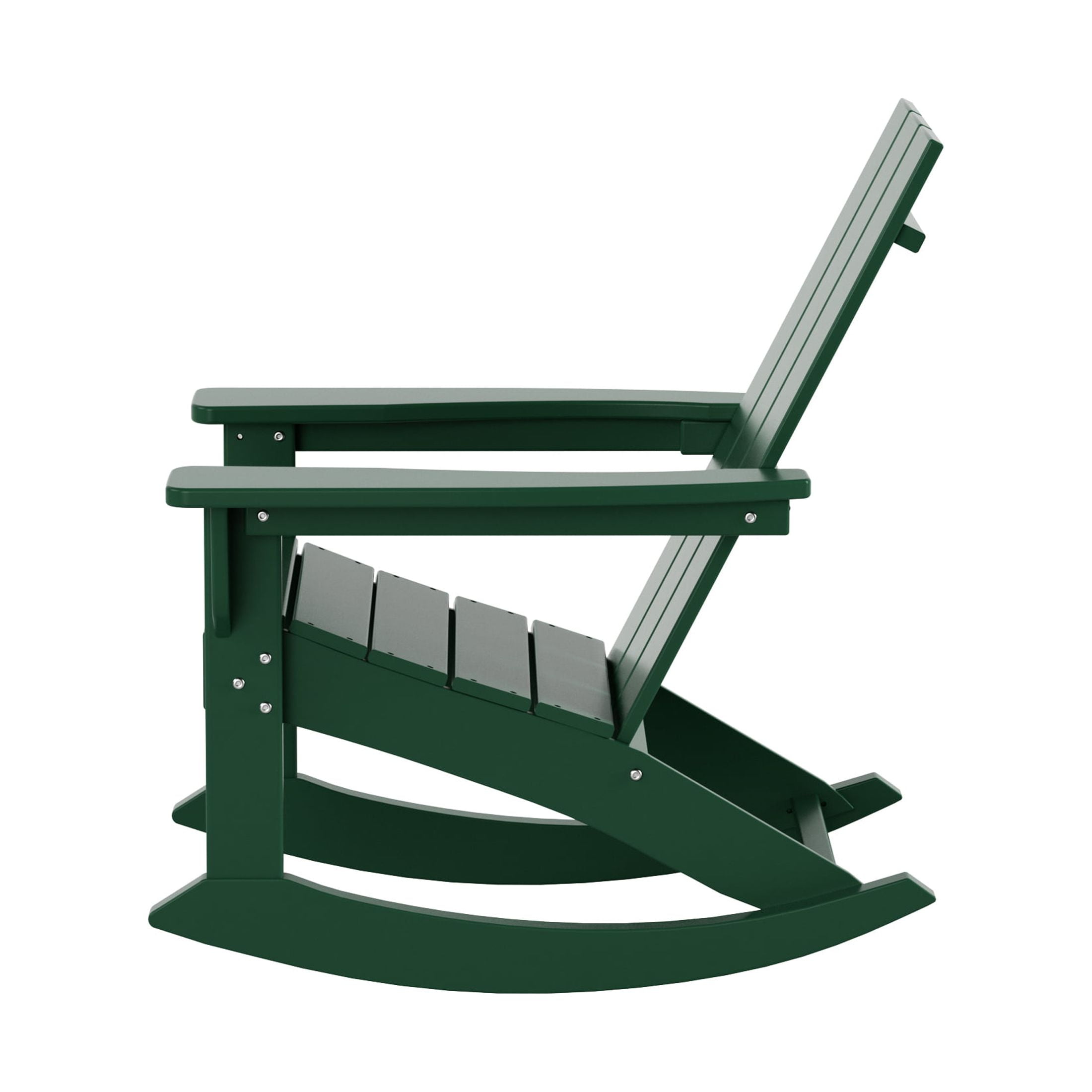 GARDEN Set of 4 Modern Plastic Outdoor Rocking Chairs for Patio Porch, Dark Green