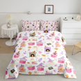 thumbnail image 2 of Feelyou Kawaii Ghost Full Size Comforter Sets, Cute Witch Hat Bedding Comforter Set, Pink White, Halloween Reversible, 3 Pieces, 1 Comforter and 2 Pillowcases, 2 of 7