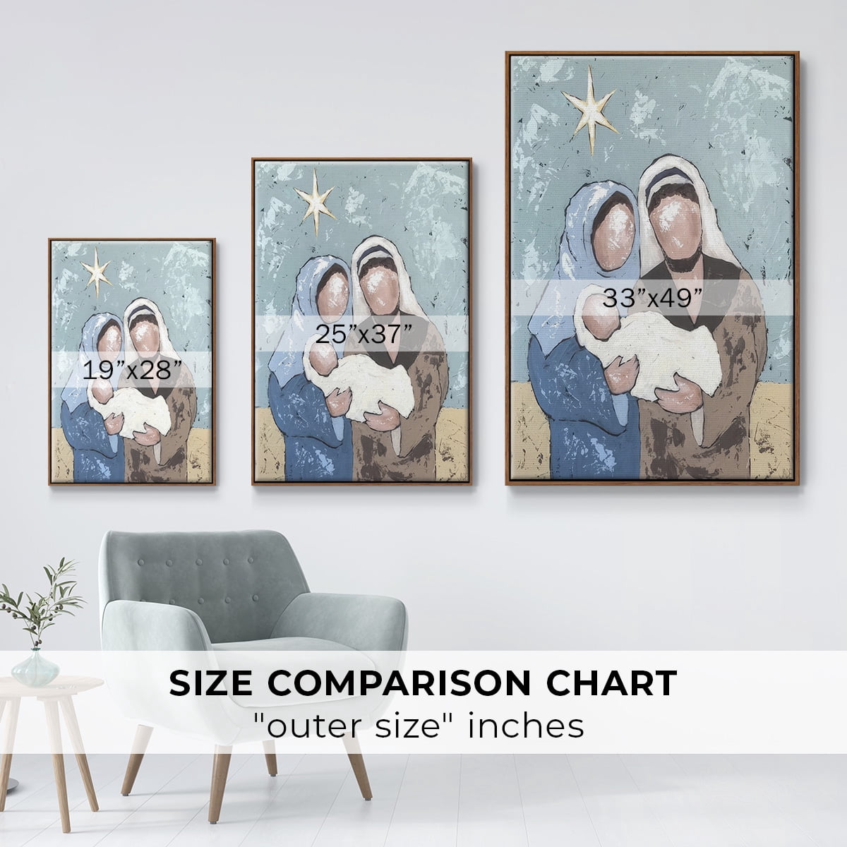 A Silent Night I - Framed Gallery Wrapped Holiday Canvas - 25 x 37 - Rosewood Frame