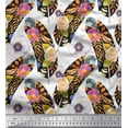 thumbnail image 1 of Soimoi Cotton Poplin Fabric Leaves,Anemone & Feather Printed Craft Fabric by the Yard 42 Inch Wide, 1 of 1