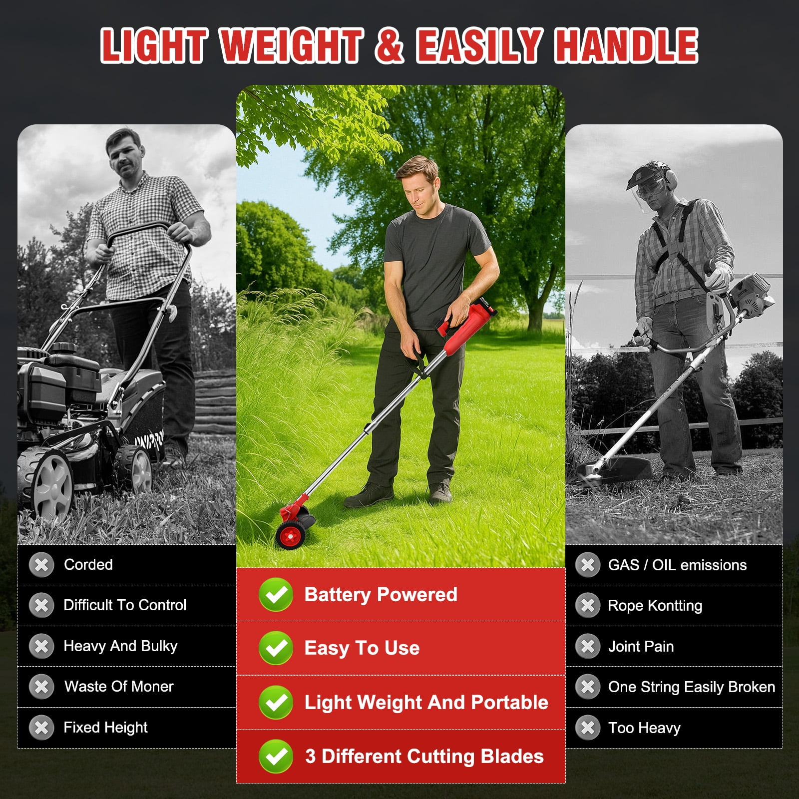 Hyper Efficiency Combo Kit, Cordless Grass Trimmer and Leaf Blower, Weed Lawn Edger Eater with Upgraded Wheels, Lightweight Leaf Blower with Adjustable Speeds