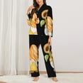 thumbnail image 2 of Yiaed Hello Spring Sunflower Gnomes Print Pajamas Women's Long Sleeve Sleepwear Soft Button Down Loungewear Pjs Lounge Set Nightwear Womens Pajama Pants-Small, 2 of 7