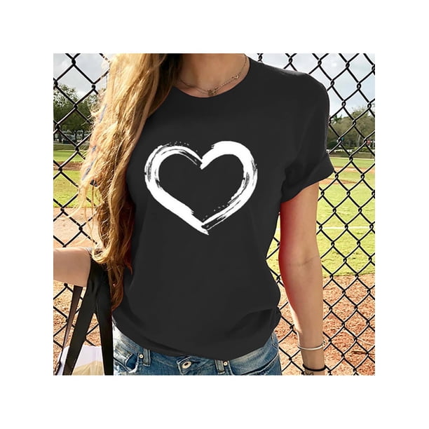 asdoklhq Womens Plus Size Tops Clearance, Women Valentine's Day Print Short Sleeve T-shirt Novelty Graphic Tops
