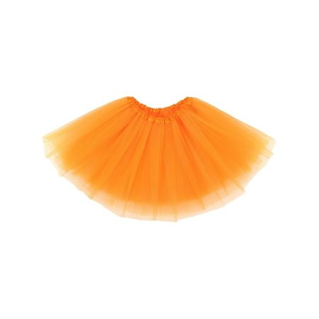 Women 3-layered Ballet Tutu Skirt, Tulle Fibers &Classic Elastic,Orange