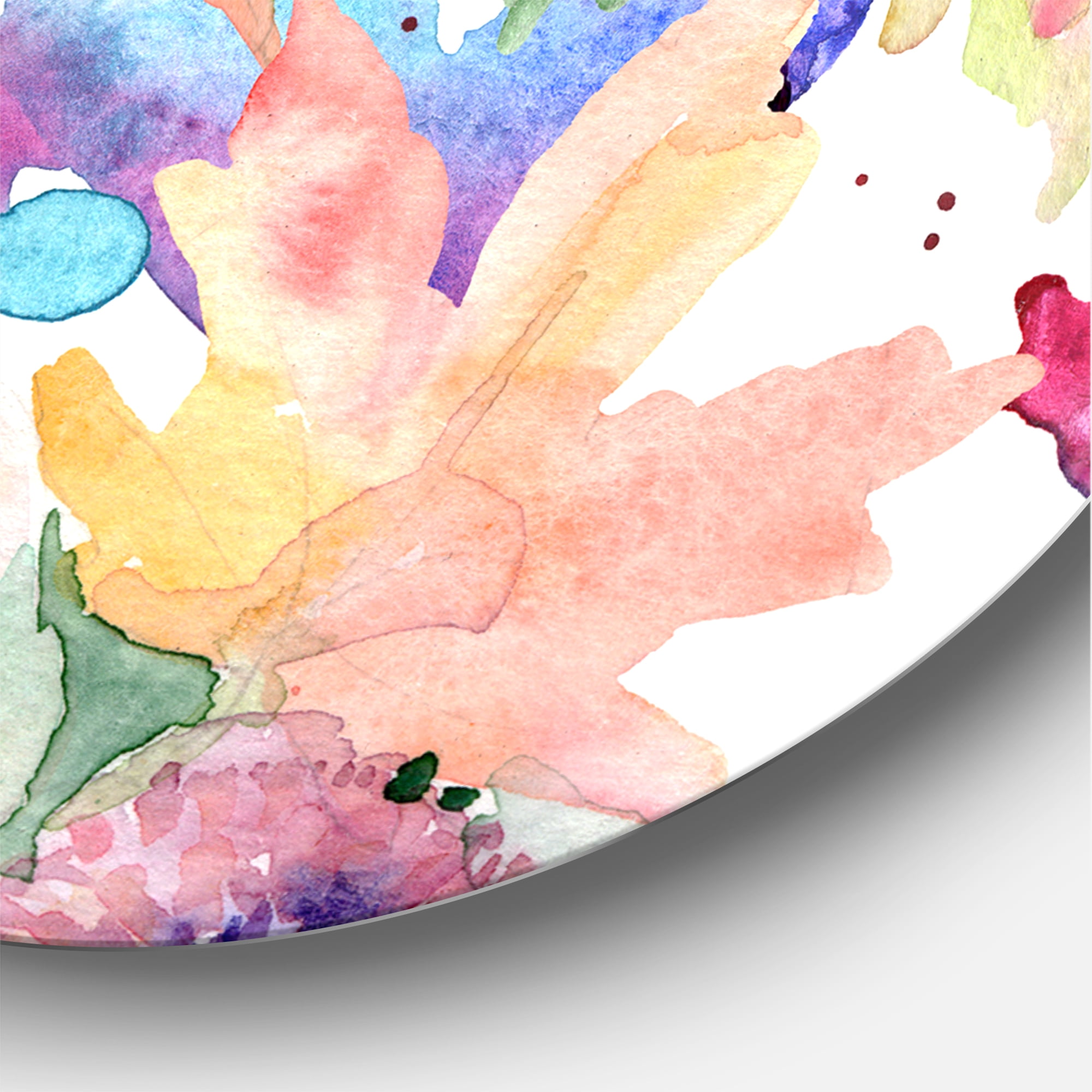 Designart 'Wildflowers and Vibrant Wild Spring Leaves VIII' Modern Circle Metal Wall Art 36x36 - Disc of 36