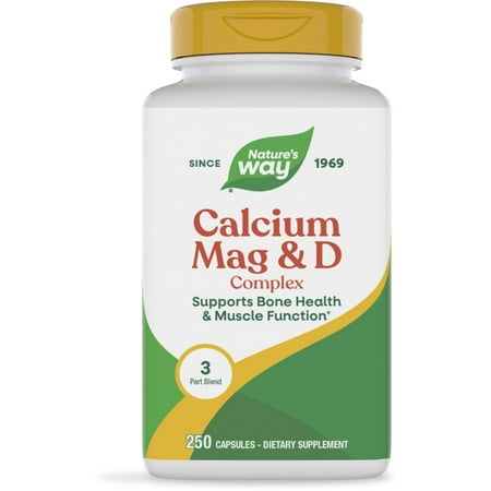 Nature's Way Calcium Magnesium & Vitamin D Complex Capsules, Healthy Bones & Teeth*, Unisex, 250ct