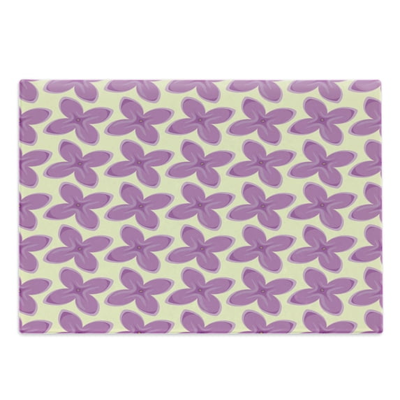 Mauve Cutting Board, Big Fresh Flower Floret Buds Bouquet Motif Valentine Romance Blossoms Design Print, Decorative Tempered Glass Cutting and Serving Board, Large Size, Yellow Violet, by Ambesonne