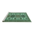 thumbnail image 2 of Ahgly Company Machine Washable Indoor Square Persian Turquoise Blue Traditional Area Rugs, 5' Square, 2 of 4