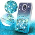 thumbnail image 3 of Cute Phone Case Bling for Alcatel Insight (Cricket) / TCL A1 A501DL Case [Full Cover Temper Glass] Liquid Glitter Shock Proof for Girls Women - Aqua/Clear, 3 of 5