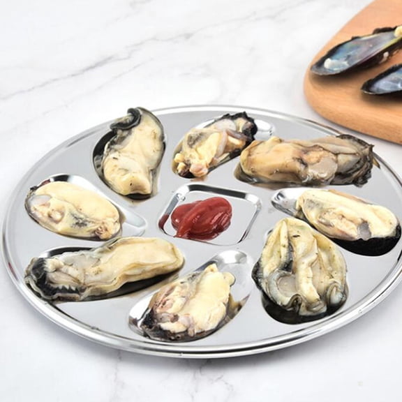 Pretyzoom 1Pc Stainless Steel Kitchen Oysters Pan Non Stick Seafood Serving Plate