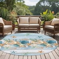 thumbnail image 4 of Round Area Rug 7 Ft, Blue Beach Coastal Washable Non-Slip Circle Carpet for Living Room/Bedroom, Nautical Shell Starfish Coral Summer Low-Profile Large Runner Mat Collection Rugs for Indoor, 4 of 8
