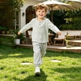 thumbnail image 5 of hoksml Boys Cotton Loungewear Set, Long Sleeve Henley Shirt and Jogger Pants, Kids 2-Piece Casual Outfit, 5 of 5