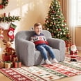 thumbnail image 2 of Kids Foam Sofa Chair Gray, Soft Teddy Fleece Toddler Couch with Carry Handle, Removable Washable Cover & Anti-Slip Base for Ages 3+  RLB, 2 of 10