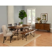 Alpine Furniture Live Edge Solid Wood Dining Table in Light Walnut (Brown)