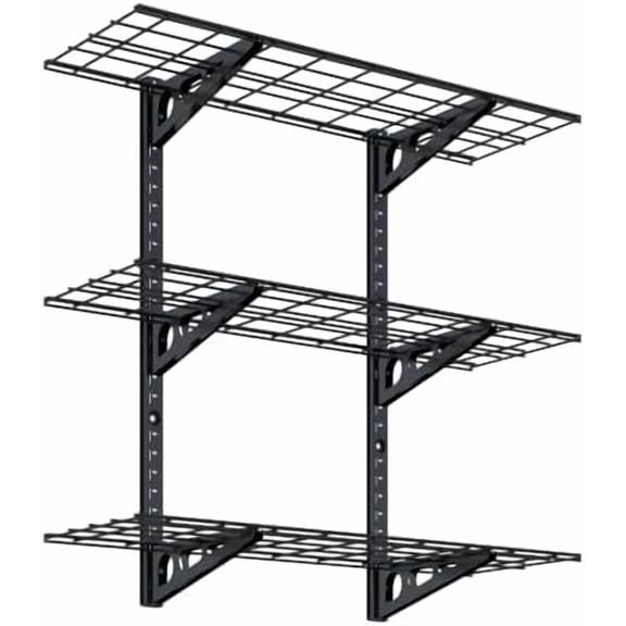 3 Tier 1x3ft Garage Storage Wall Shelving, 12x36inch per Shelf Height Adjustable Floating Shelves, 450lbs Total Weight Capacity, Black, Classic Series