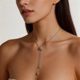 thumbnail image 6 of Gold Plated Stainless Steel Y-Drop Lariat Necklace, Adjustable Dainty Beaded Long Chain Collarbone Necklace, Minimalist Fashion Jewelry Gift for Women, 6 of 6