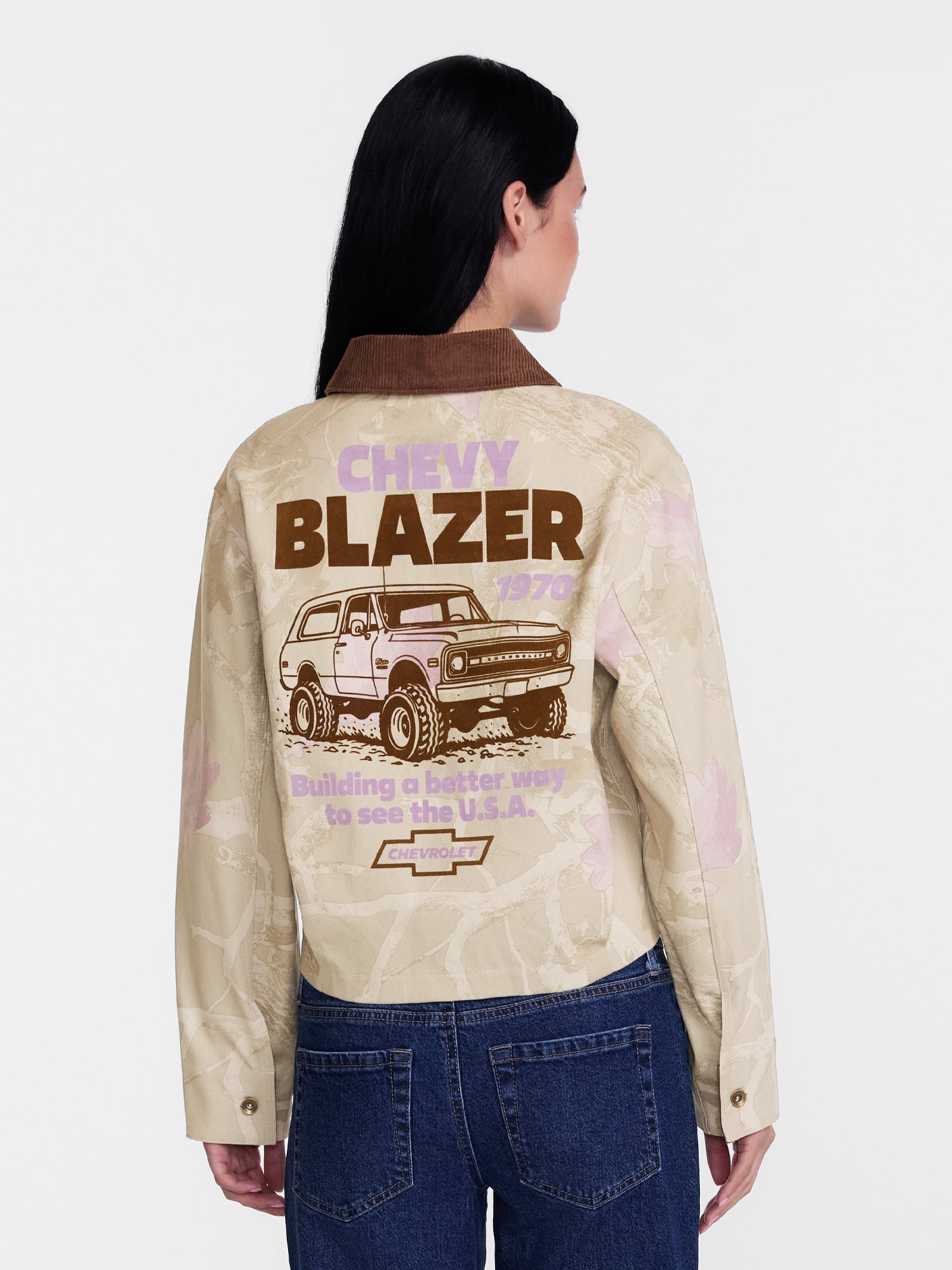 Chevy Blazer Women's Cotton Camo Jacket with Long Sleeves, Sizes XXS-4X