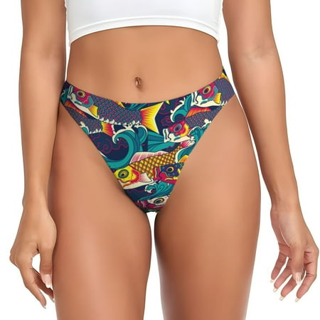 Sigee Colorful Carp Streamer for Women s G-String Panty  Low Rise  Soft Lace Perfect for Everyday Wear or Special Occasions-X-Large