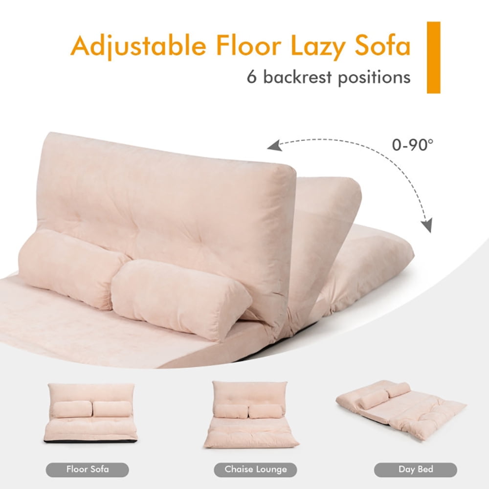 Finihen Adjustable Floor Sofa Couch, Foldable Lazy Sofa Sleeper Bed, Multi-Functional Floor Loveseat, 6-Position Adjustable Sleeper Lounge Couch with 2 Pillows, for Reading, Gaming, Beige Finihen Adjustable Floor Sofa Couch, Foldable Lazy Sofa Sleeper Bed, Multi-Functional Floor Loveseat, 6-Position Adjustable Sleeper Lounge Couch with 2 Pillows, for Reading, Gaming, Beige