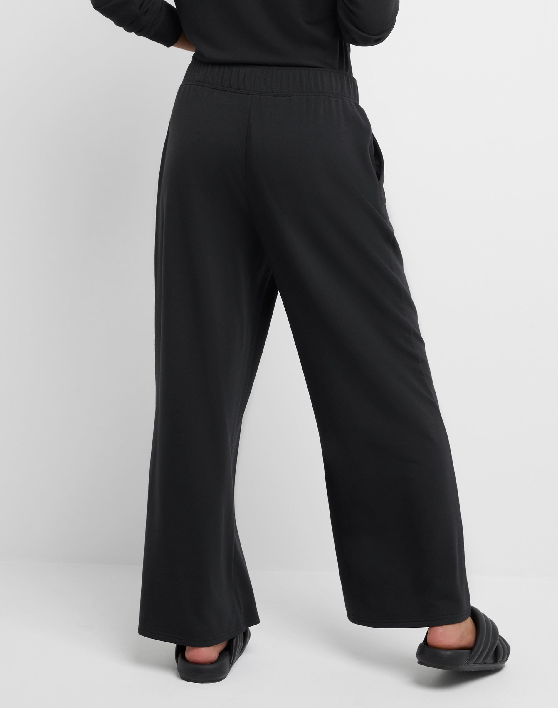 Hanes Originals Women's Soft Brushed Fleece Palazzo Pants, 28.5" Black XS