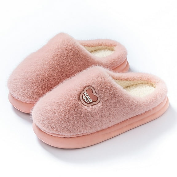 Viluyesy Fuzzy Slippers for Womens, Memory Foam Plush Lining Slip-On Winter Cozy Warm Indoor Shoes Red