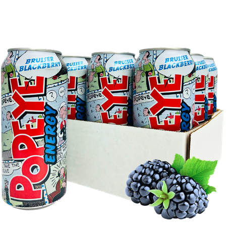 Popeye Energy, Bruiser Blackberry, Energy Drink, 16 fl oz, 12 Pack Cans