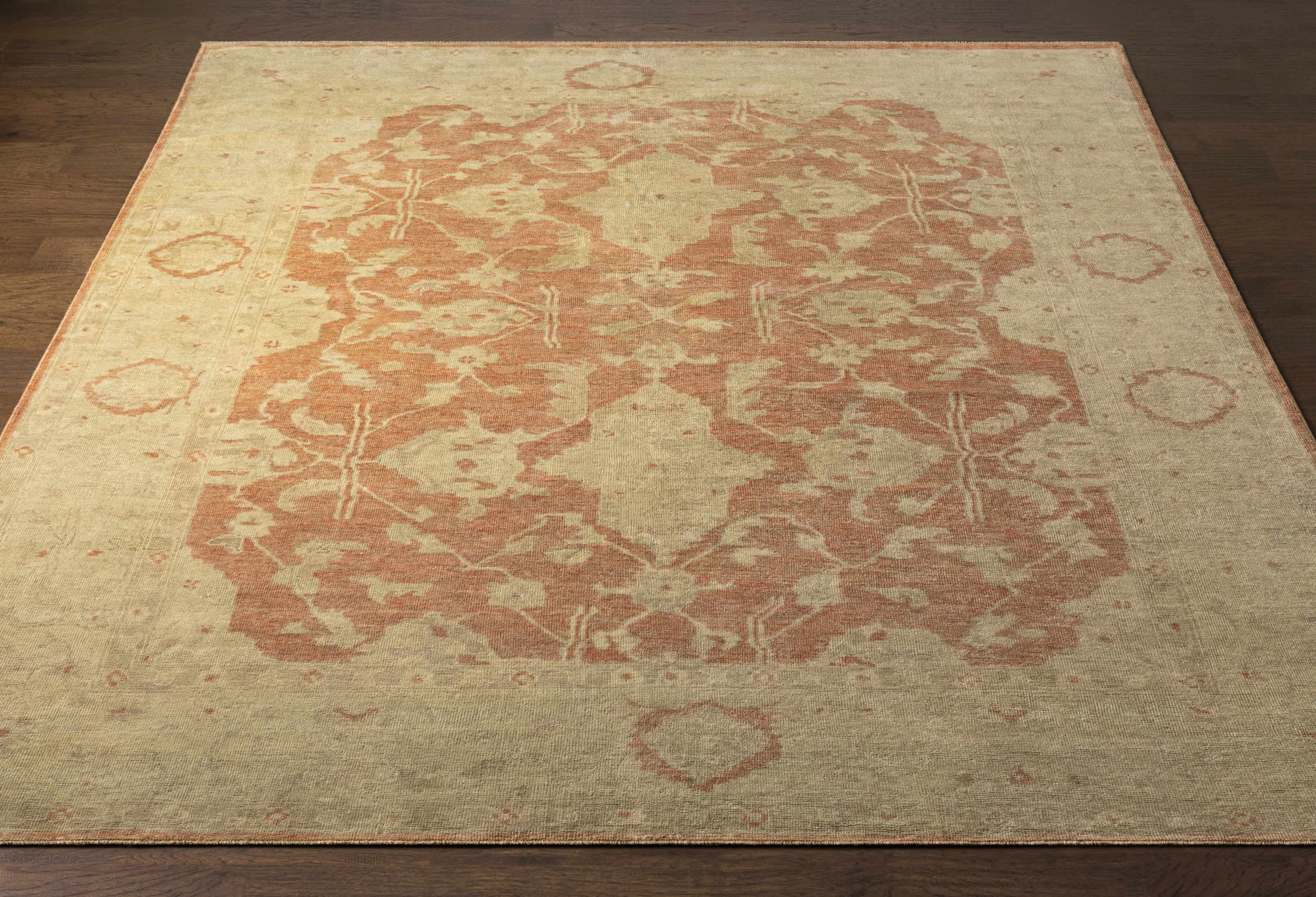 Hauteloom Seney Wool Living Room, Bedroom Area Rug - Traditional - Beige, Dusty Pink, Light Gray - 10' x 14'