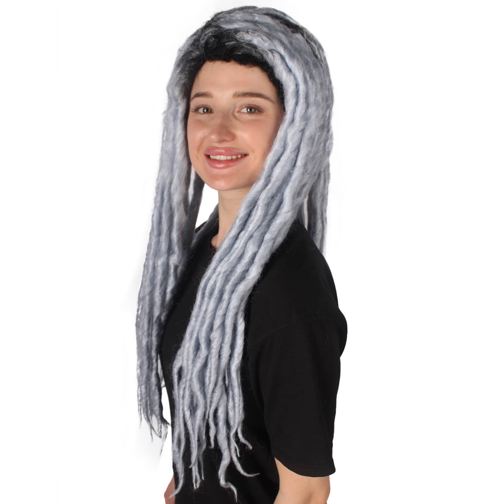 HPO Adult Women's Long Dreadlocks Wig - Dark Grey Dreadlock with Dark Roots - Capless Cap Design