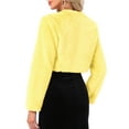 thumbnail image 3 of INSPIRE CHIC Women's Collarless Long Sleeve Open Front Faux Fur Shrug Cropped Coat XS(2) Light Yellow, 3 of 6