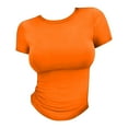 thumbnail image 7 of Gsakboxl Business Casual Tops for Women Women Thin Soft Round Neck Cropped Short Sleeve Pullover Crop T Shirt Fashion Slim Fit Style Lightweight Summer Going Out Casual Top For Teen Ladies Orange S, 7 of 7