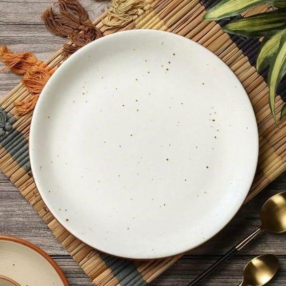 By The Earth Living | Dinner Plate | Cream White Speckled (Plain) | Diameter 10"