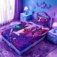 thumbnail image 4 of meiyoeat Gradient Neon Initial T Twin Sheets,Rustic Plant Floral Bedding For Girl,3 Pieces,1 Fitted Sheet and 1 Pillowcase, 4 of 6