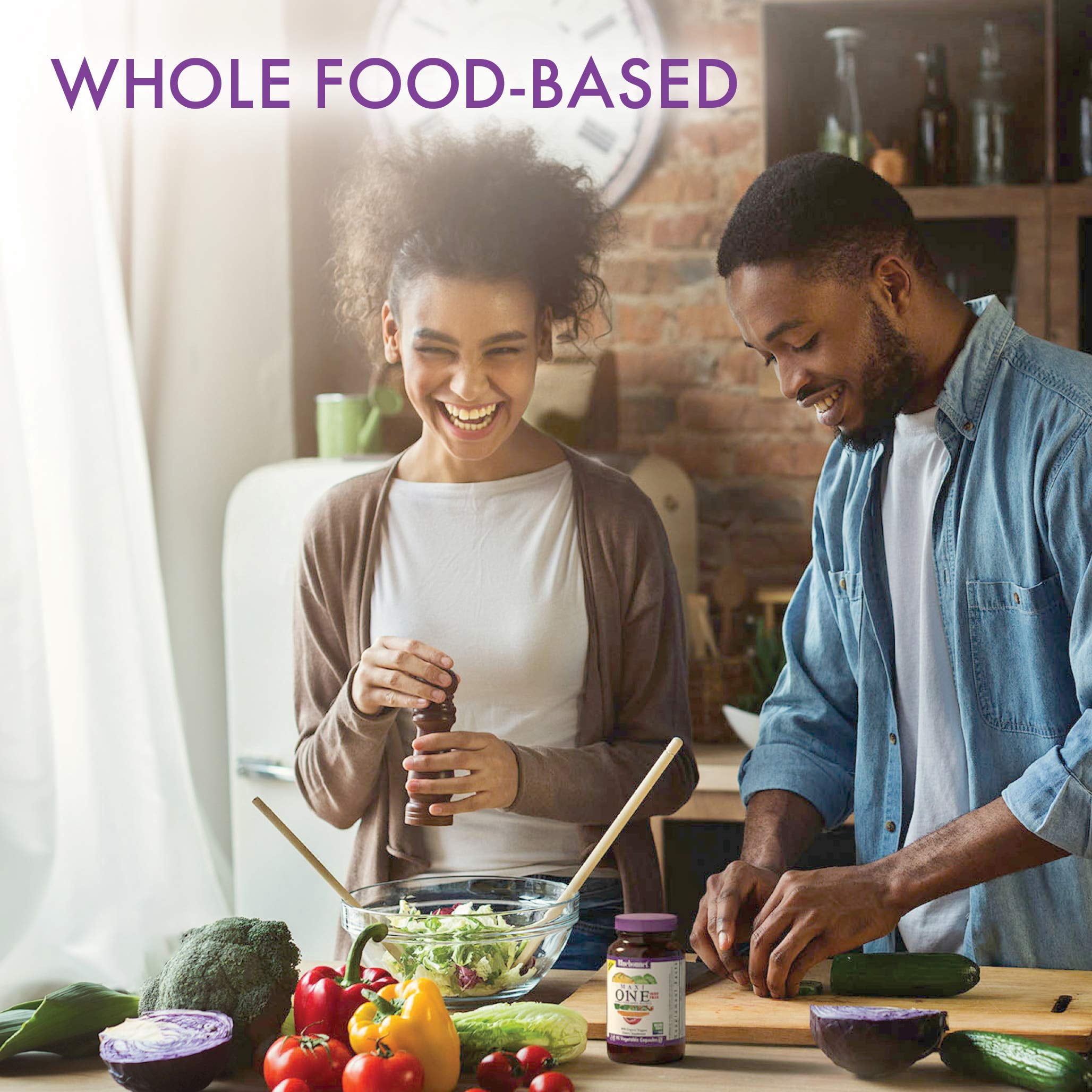 Bluebonnet Maxi One (with Iron), Whole Food Multiple, Enzymes, Energy, Vitality*, 90 Days