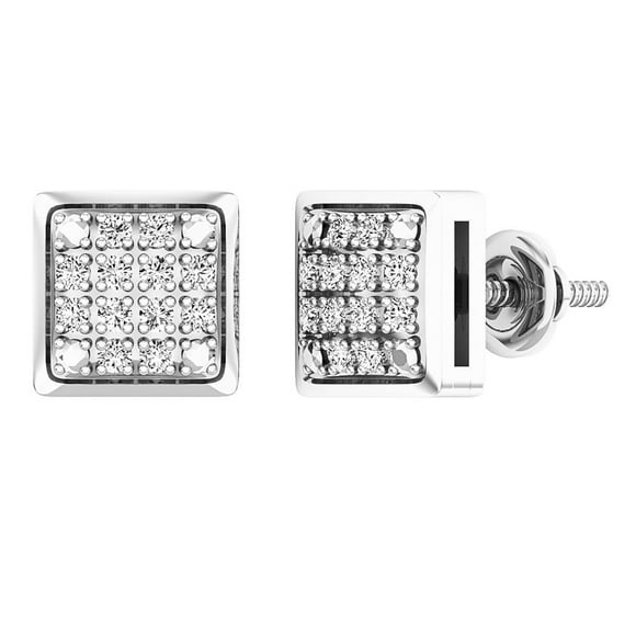 Dazzlingrock Collection 0.20 Carat (ctw) Round Lab Grown White Diamond Mens Hip Hop Iced Stud Earrings 1/5 CT, 14K White Gold