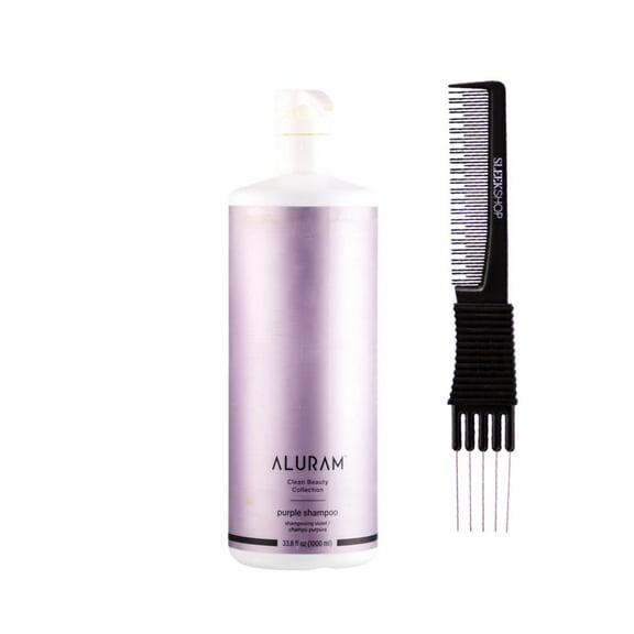 ALURAM Purple Toning Shampoo (33.8 oz) with SLEEKSHOP Teasing Comb Pack of 1