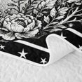 thumbnail image 5 of Erosebridal Spooky Halloween Ghost Bed Spread Queen, Hippie Starry Floral Queen Coverlet Set for Boys Girls, Black White, 3pcs 1 Quilt and 2 Pillowcases, 5 of 7