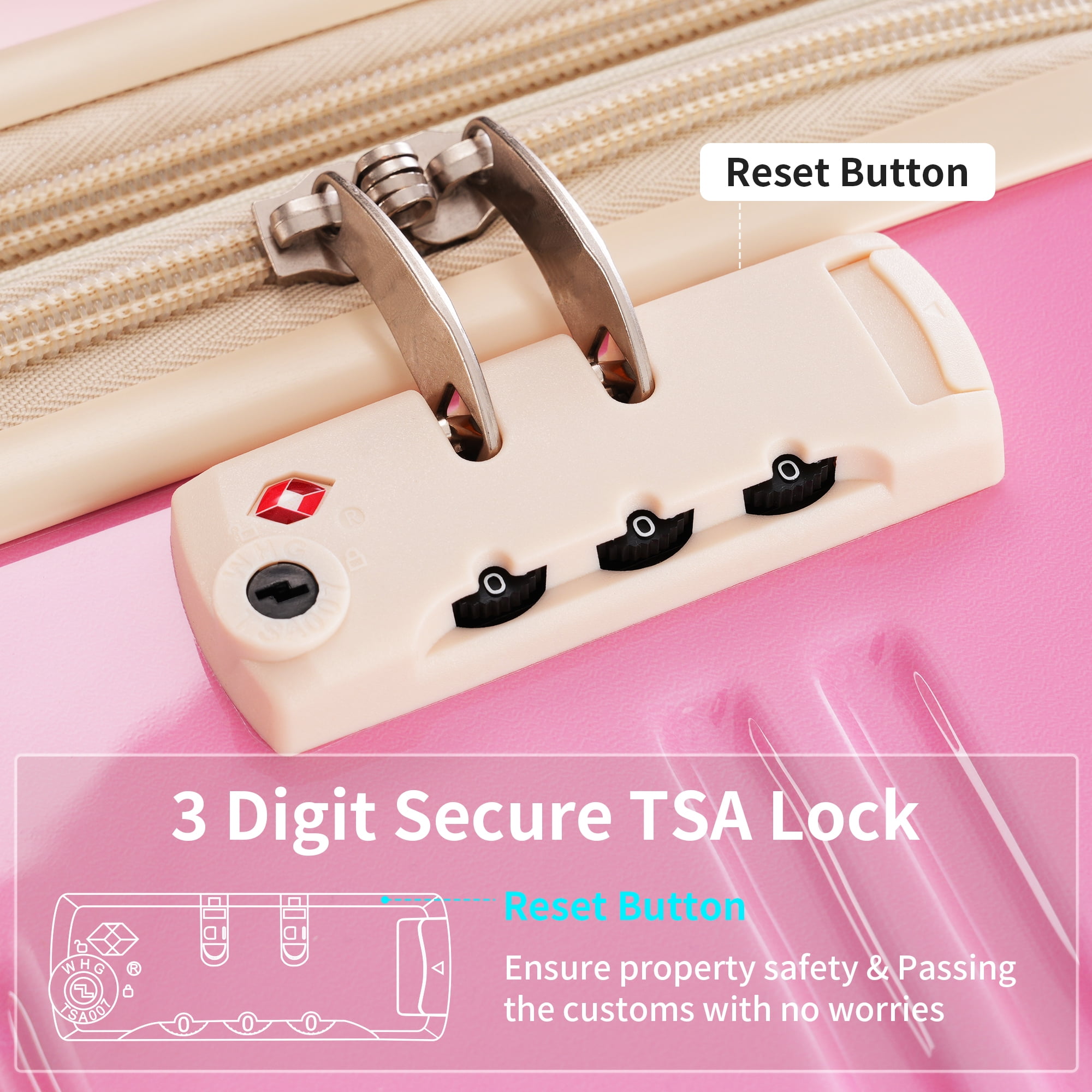 MAYEERTY 3-Piece Gradient Color PC Luggage Set with TSA Lock for Travel, 20"+24"+28"Lightweight&Hardshell Suitcases