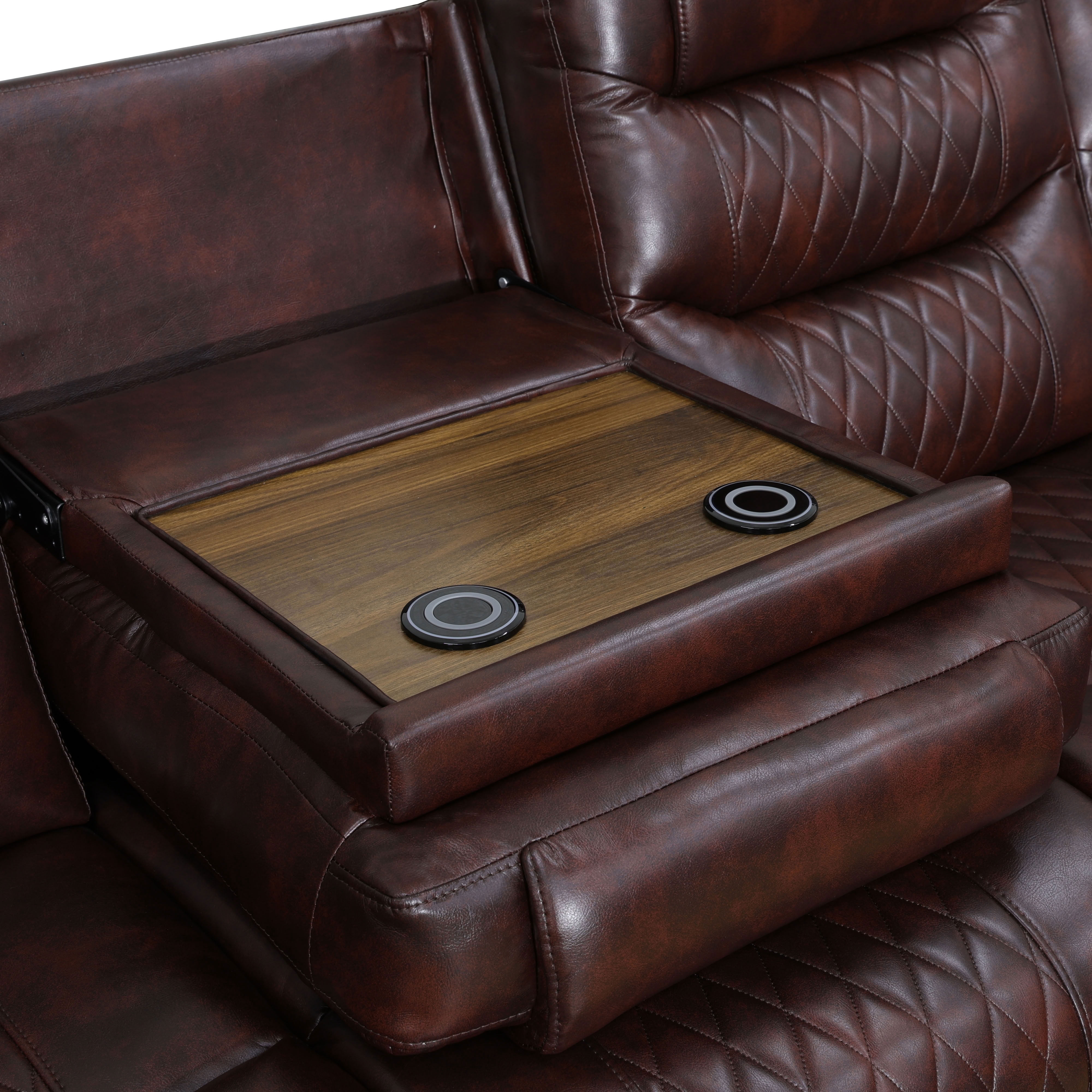 MAYEERTY Power Reclining L-Shaped Sectional Sofa, Leather Recliner with USB Charging, LED Lights & Storage