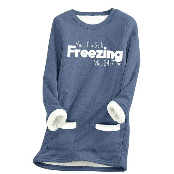 Lindreshi Long Sleeve Shirts for Women Plus Size Women's Large Loose Print Top Thickened and Velvet Lamb Wool Warm Underlay