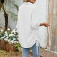 thumbnail image 3 of Blmnix White Running Tops for Women Soft Plain Tunic Running Shirts V-Neck Long Sleeve Blouses, 3 of 4