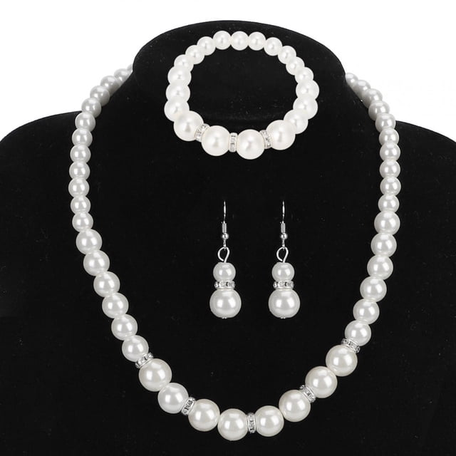 Juego de joyas de perlas de imitación de regalo de fiesta para mujer juego de joyas de regalo de collar de boda juego de joyas de fiesta simple y elegante para amigos hogar ANGGREK Otros