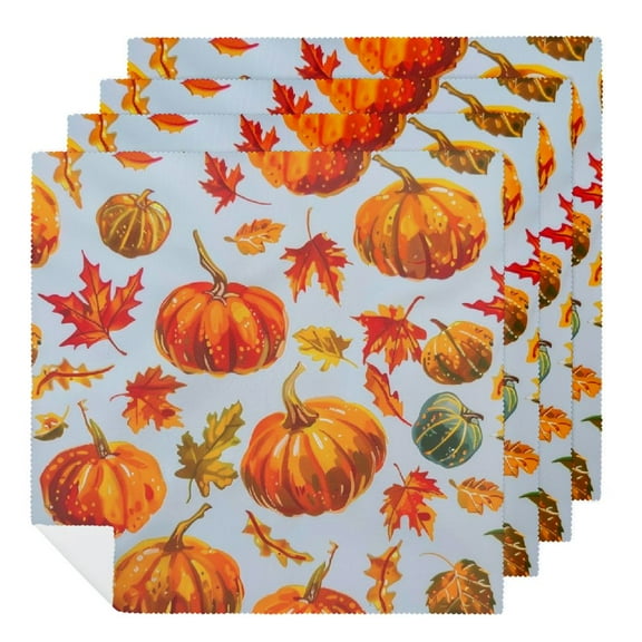 JRXY Fall Halloween Pumpkin Autumn Decor Cloth Napkins Set of 6 Orange Polyester Gift Home Decor 2 PCS