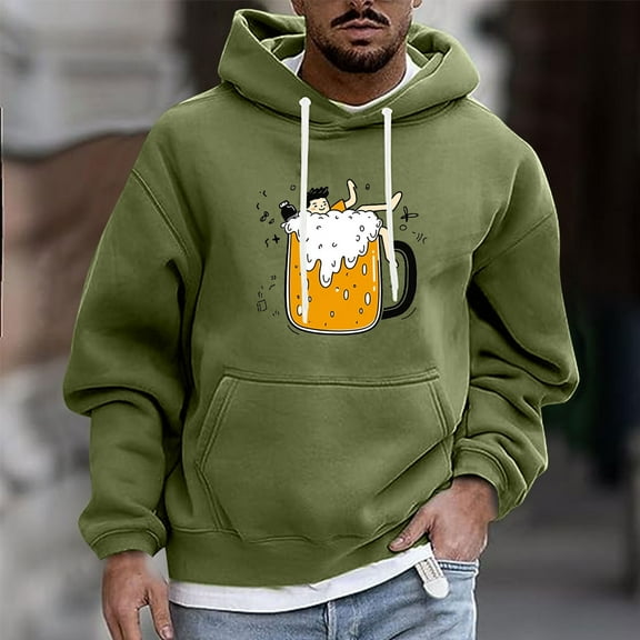 JUSLIO Sweatshirts for Men Hooded Graphic Hoodies Pullover Drawstring Everyday Long Sleeve Sweatshirts