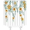 thumbnail image 3 of Eucalyptus Leaves Shower Curtain Watercolor Sunflower Floral Botanical Nature Fabric Bathroom Curtains Decor Set with Hook(72" Wx84 H), 3 of 3