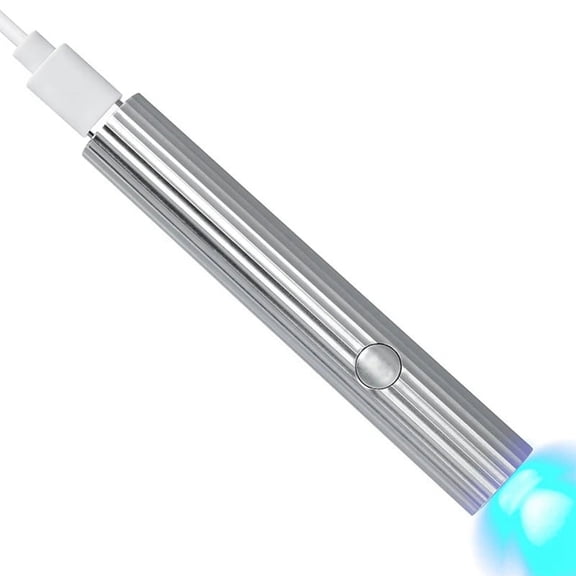 Mini UV LED Nail Dryers 3W Portable Quick Nail Drying Lamp USB Rechargeable Mini Flashlight Pen,Silver
