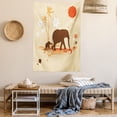 thumbnail image 2 of Elephant Tapestry, Mother Baby Elephants in Tropical Lands Desert Illustration of Safari Kids, Wall Hanging for Bedroom Living Room Dorm Decor, 60W X 80L Inches, Orange Brown Cream, by Ambesonne, 2 of 5