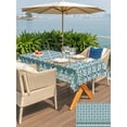 thumbnail image 5 of Outdoor Tablecloths with Umbrella Hole & Zipper, Blue Flowers 60 x102 Inch Rectangle Tablecloths, Farmhouse Country Abstract Floral Patterned Waterproof Table Cloth, Patio/Pool/Picnic Table Covers, 5 of 8